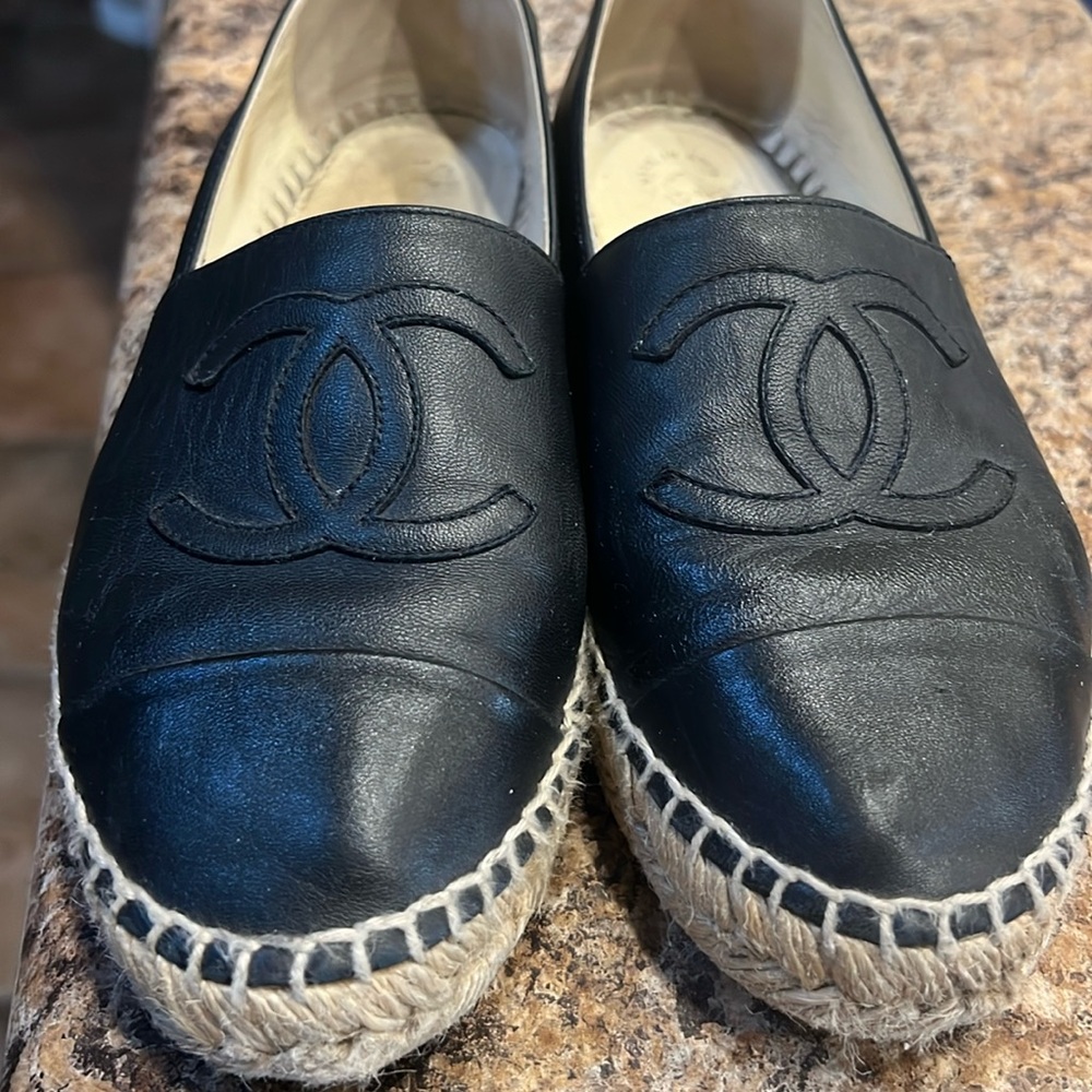 Chanel CC Logo Lambskin Espadrilles